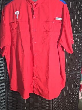 Columbia PFG Omni Shade Philadelphia Phillies Button Shirt 3X